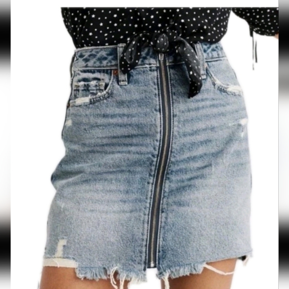 Abercrombie And Fitch Womens Blue Denim Zoe Natural Rise Vintage A-Line Skirt 6